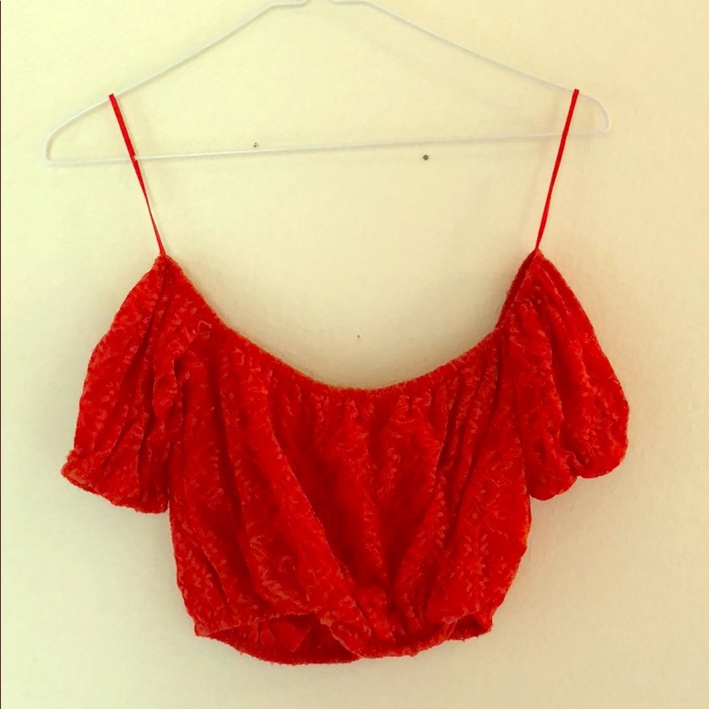 Lace off the shoulder crop top